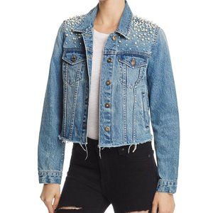 Sunset + Spring Pearl Beaded Denim Jacket - XS